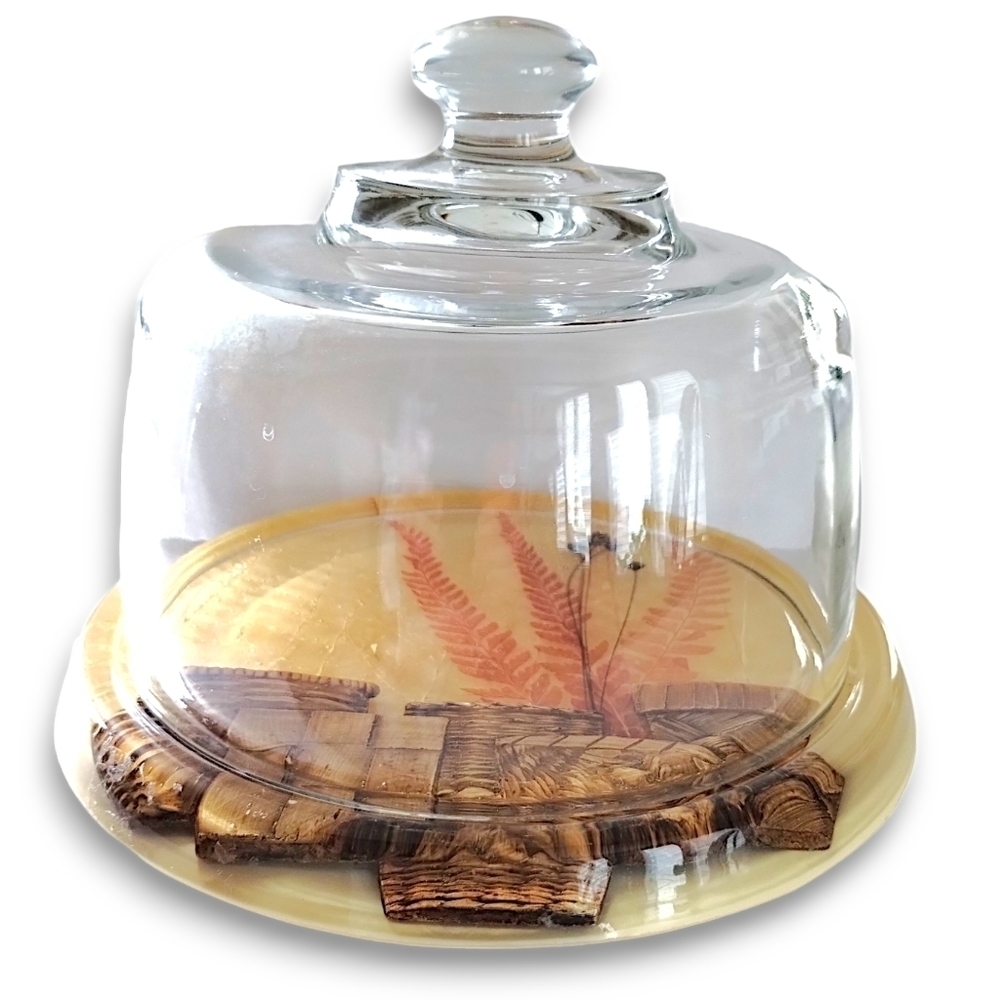 1970s Lucite Base With Glass Cheese Dome